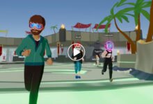 Smartphone displaying augmented reality digital interface over a city environment, symbolizing the shift toward a mobile-first metaverse experience.