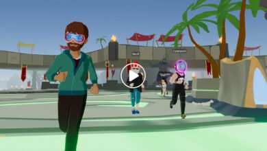 Smartphone displaying augmented reality digital interface over a city environment, symbolizing the shift toward a mobile-first metaverse experience.